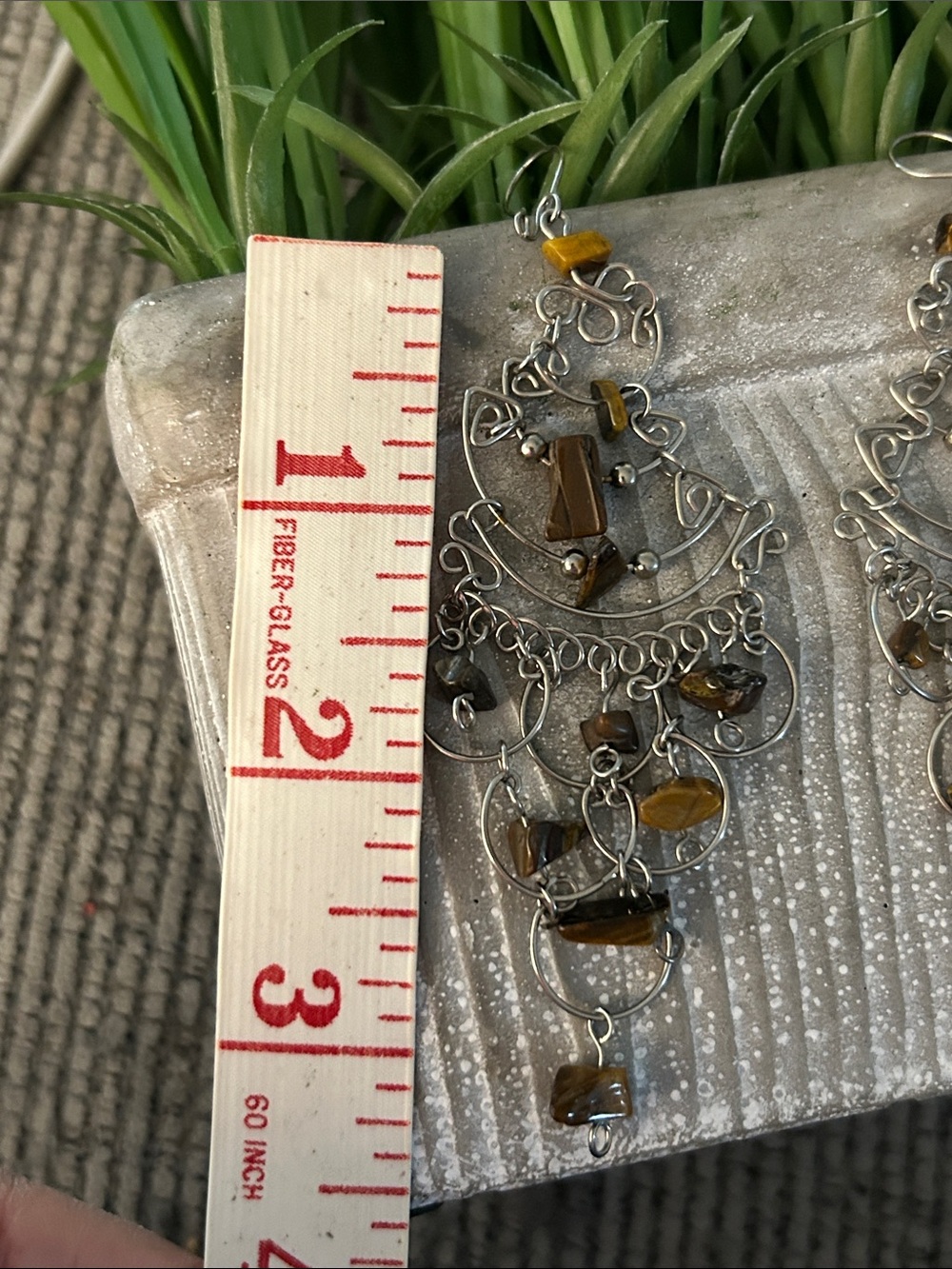 ๐5/$25 Tiger Eye Silver-Tone Chandelier Earrings - Brown - Picture 2 of 3